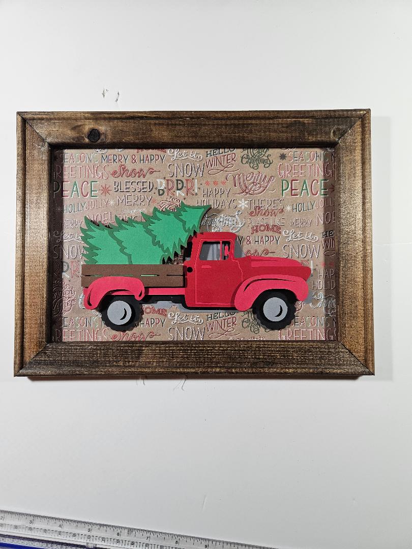 Red Christmas Tree Truck 3D Paper